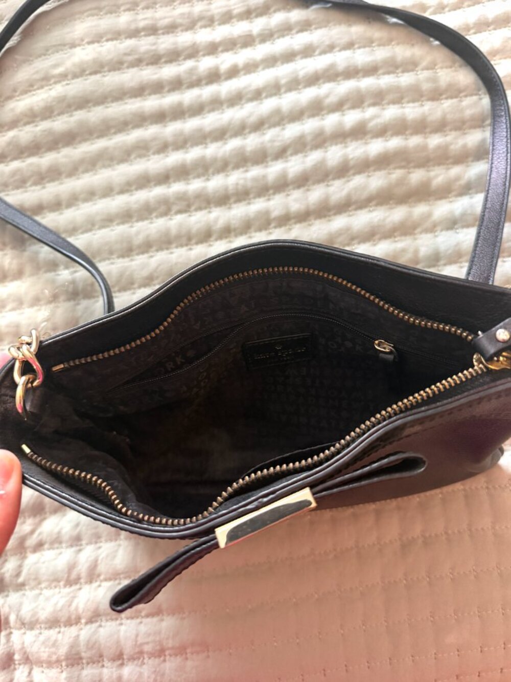 Kate Spade Black Leather Bow Crossbody Bag - Picture 3 of 3
